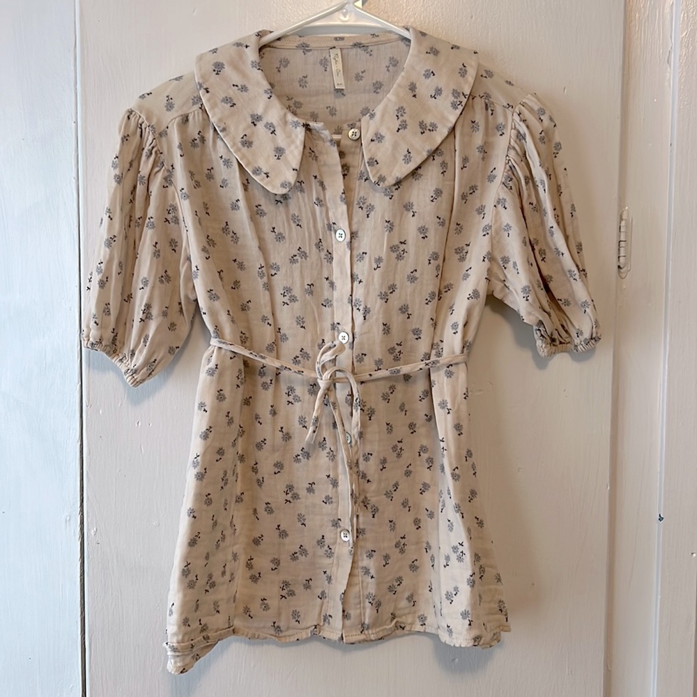 Rylee + Cru Blue Ditsy Olive Dress 6-7